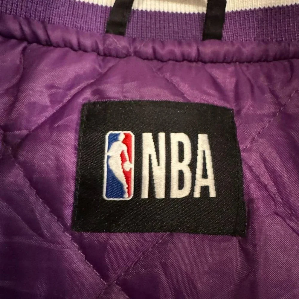 NBA Primark Los Angeles Lakers Satin Bomber Jacket Mens Medium Black Purple